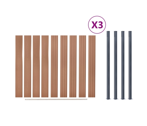 Žoga Paneļu Komplekts, Brūns, 526X186 Cm, Wpc Vidaxl