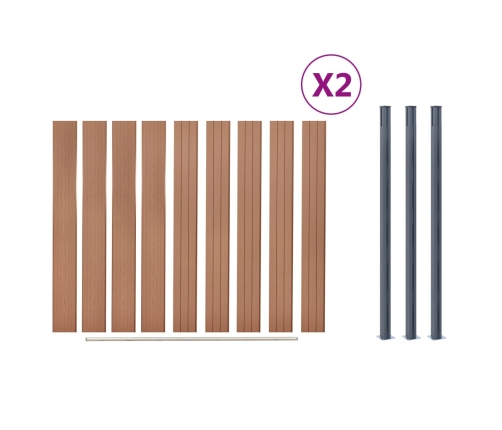 Žoga Paneļu Komplekts, Brūns, 353X186 Cm, Wpc Vidaxl