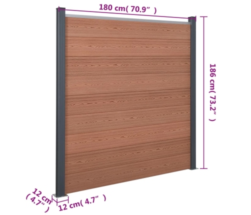 Žoga Paneļu Komplekts, Brūns, 699X186 Cm, Wpc Vidaxl