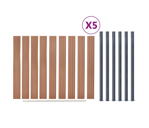 Žoga Paneļu Komplekts, Brūns, 872X186 Cm, Wpc Vidaxl