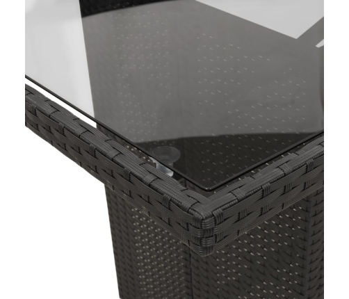 vidaXL 9-daļīgs dārza mēbeļu komplekts, matrači, melns, PE rotangpalma