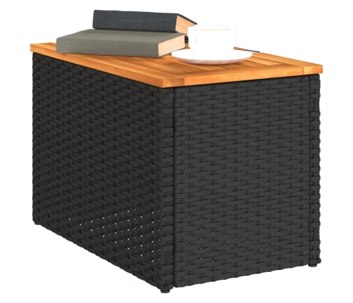 vidaXL dārza galdiņi, 2 gab., melni, 55x34x37cm, PE rotangpalma, koks