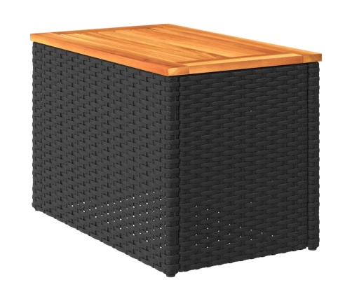 vidaXL dārza galdiņi, 2 gab., melni, 55x34x37cm, PE rotangpalma, koks