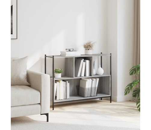 vidaXL grāmatplaukts, pelēka koka, 102x28x77,5 cm, inženierijas koks