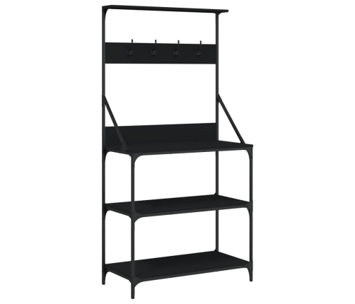 vidaXL virtuves plaukts, 4 līmeņi, melns, inženierijas koks