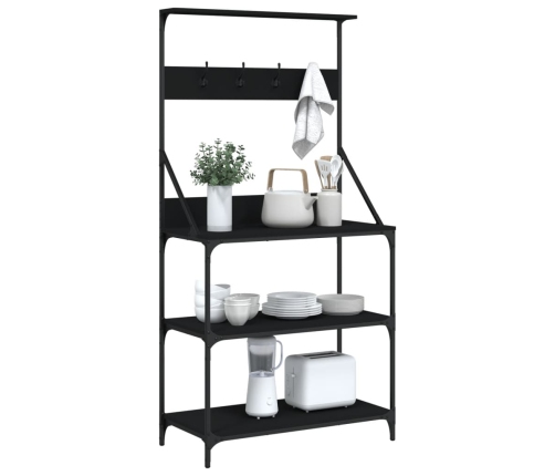 vidaXL virtuves plaukts, 4 līmeņi, melns, inženierijas koks