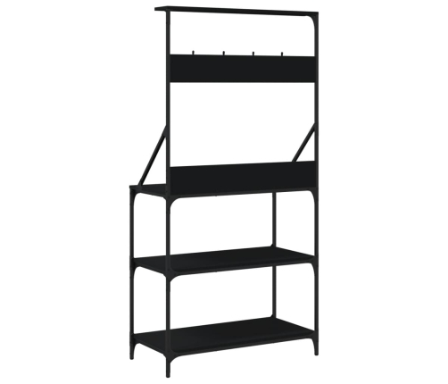 vidaXL virtuves plaukts, 4 līmeņi, melns, inženierijas koks