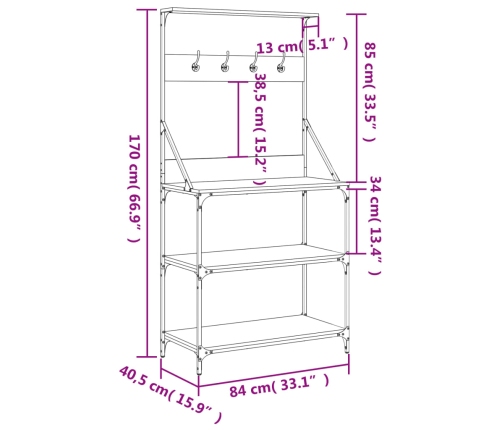 vidaXL virtuves plaukts, 4 līmeņi, koka krāsa,  inženierijas koks