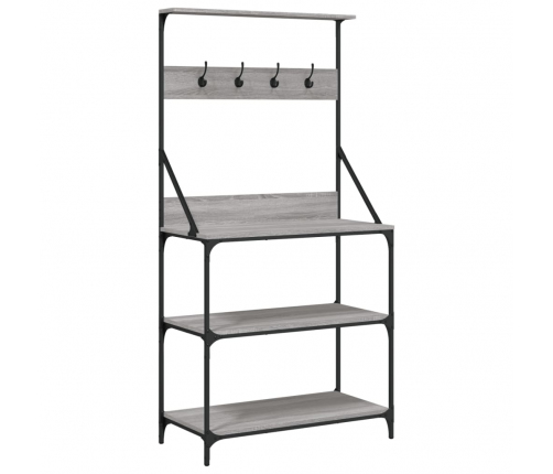 vidaXL virtuves plaukts, 4 līmeņi, pelēka ozola, inženierijas koks