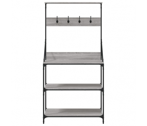 vidaXL virtuves plaukts, 4 līmeņi, pelēka ozola, inženierijas koks