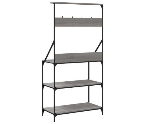 vidaXL virtuves plaukts, 4 līmeņi, pelēka ozola, inženierijas koks