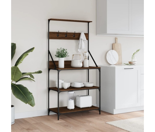 vidaXL virtuves plaukts, 4 līmeņi, brūns ozols, inženierijas koks