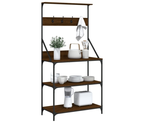 vidaXL virtuves plaukts, 4 līmeņi, brūns ozols, inženierijas koks