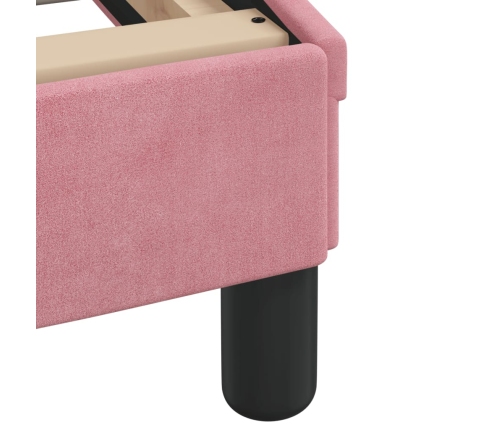 vidaXL gultas rāmis ar galvgali, rozā samts, 200x200 cm