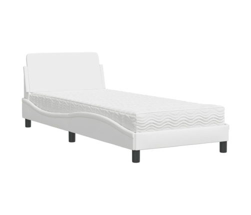 vidaXL gulta ar matraci, balta, 80x200 cm, mākslīgā āda