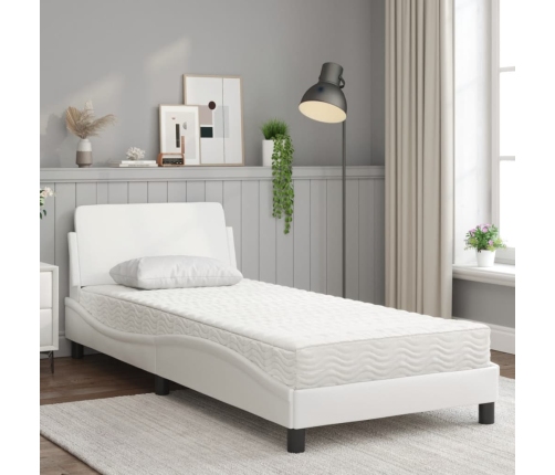 vidaXL gulta ar matraci, balta, 80x200 cm, mākslīgā āda