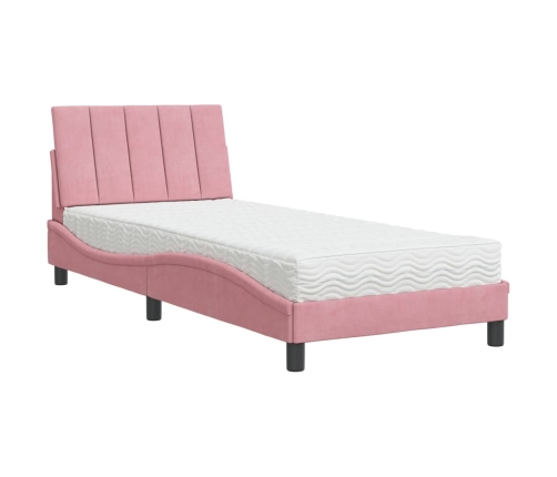 Gulta Ar Matraci, Rozā Samts, 90X200 Cm Vidaxl