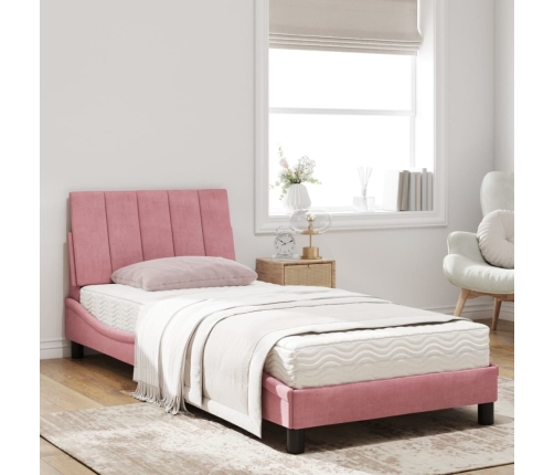 Gulta Ar Matraci, Rozā Samts, 90X200 Cm Vidaxl