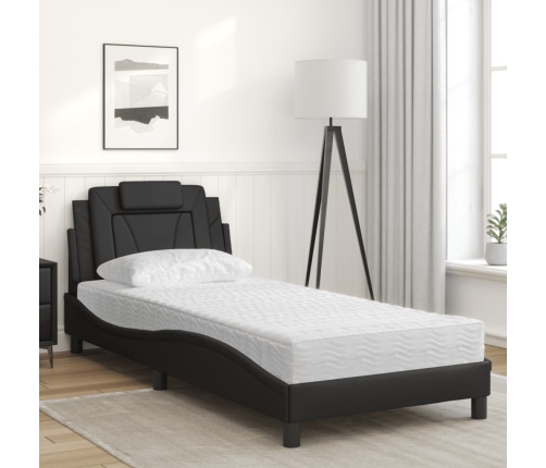 vidaXL gulta ar matraci, melna, 80x200 cm, mākslīgā āda