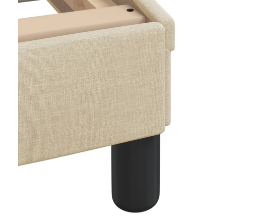 vidaXL gultas rāmis ar LED, krēmkrāsas, 90x200 cm, audums