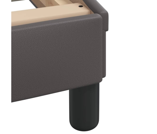 vidaXL gultas rāmis ar LED, pelēks, 90x190 cm, mākslīgā āda