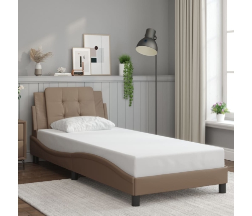 vidaXL gultas rāmis ar LED, kapučīno, 90x200 cm, mākslīgā āda