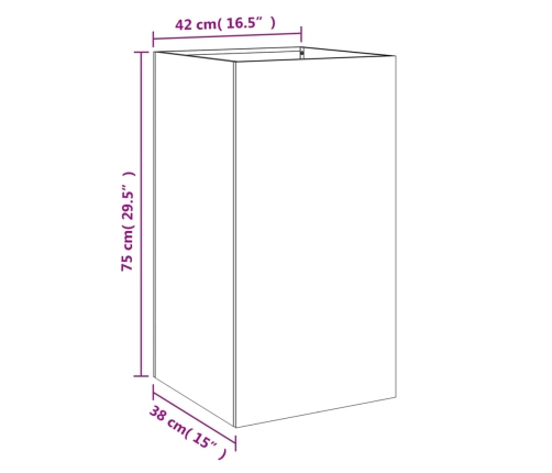 vidaXL puķu kaste, sudrabaina, 42x38x75 cm, cinkots tērauds