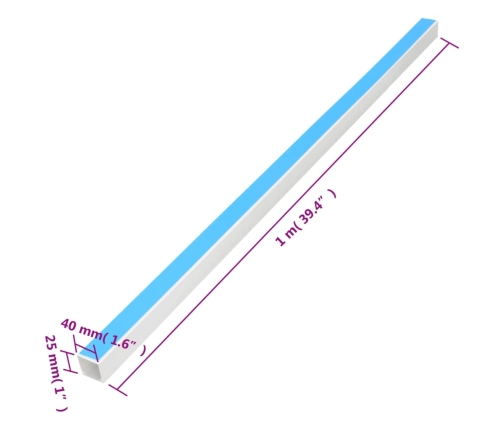 vidaXL kabeļu kanāli, pašlīmējoši, 40x25 mm, 10 m, PVC