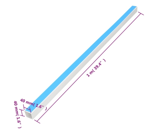 vidaXL kabeļu kanāli, pašlīmējoši, 40x40 mm, 30 m, PVC