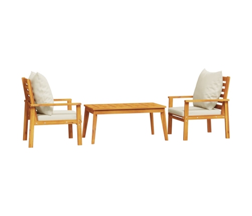 vidaXL 3-osaline aiamööbli komplekt patjadega, akaatsiapuit