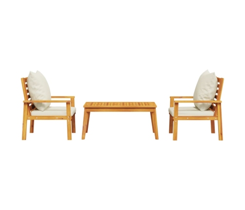 vidaXL 3-osaline aiamööbli komplekt patjadega, akaatsiapuit