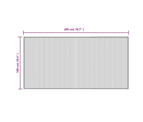 vidaXL paklājs, taisnstūra forma, melns, 100x200 cm, bambuss