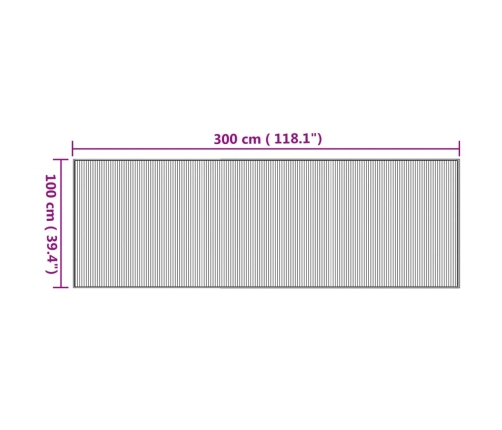 vidaXL paklājs, taisnstūra forma, dabīga krāsa, 100x300 cm, bambuss