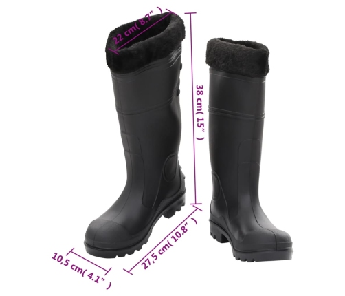 vidaXL gumijas zābaki ar izņemamu zeķi, melni, 40. izmērs, PVC