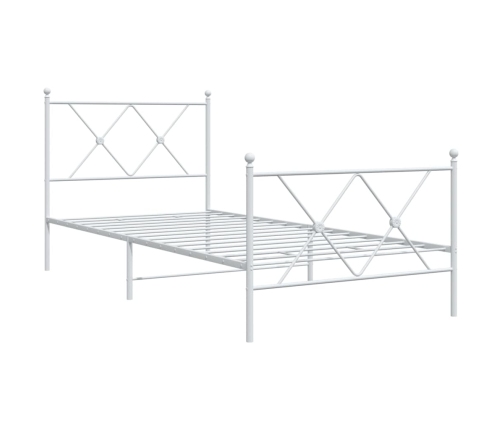 vidaXL gultas rāmis ar galvgali un kājgali, balts metāls, 90x200 cm