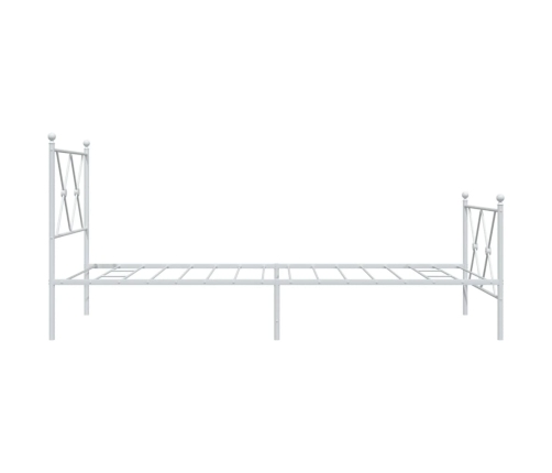 vidaXL gultas rāmis ar galvgali un kājgali, balts metāls, 90x200 cm