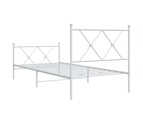 vidaXL gultas rāmis ar galvgali un kājgali, balts metāls, 90x200 cm