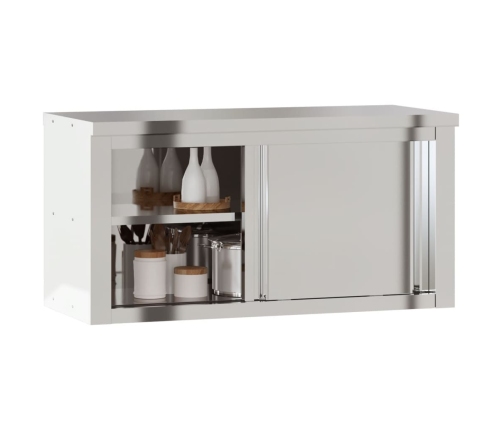 Virtuves Sienas Skapis Ar Bīdāmām Durvīm, Nerūsējošais Tērauds Vidaxl