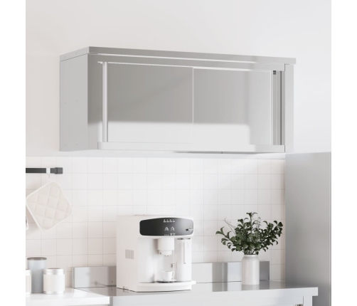 vidaXL virtuves sienas skapis ar bīdāmām durvīm, nerūsējošais tērauds