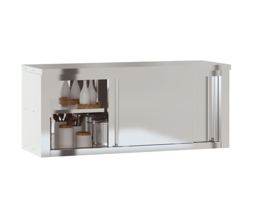 vidaXL virtuves sienas skapis ar bīdāmām durvīm, nerūsējošais tērauds