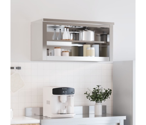 vidaXL virtuves sienas skapis ar plauktu, nerūsējošais tērauds