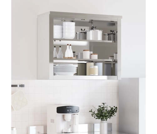 vidaXL virtuves sienas skapis ar plauktiem, nerūsējošais tērauds