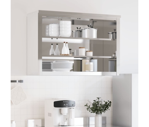 vidaXL virtuves sienas skapis ar plauktiem, nerūsējošais tērauds