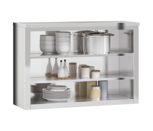 vidaXL virtuves sienas skapis ar plauktiem, nerūsējošais tērauds