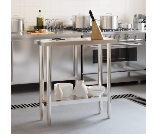 vidaXL virtuves darba galds, 82,5x30x85 cm, nerūsējošs tērauds