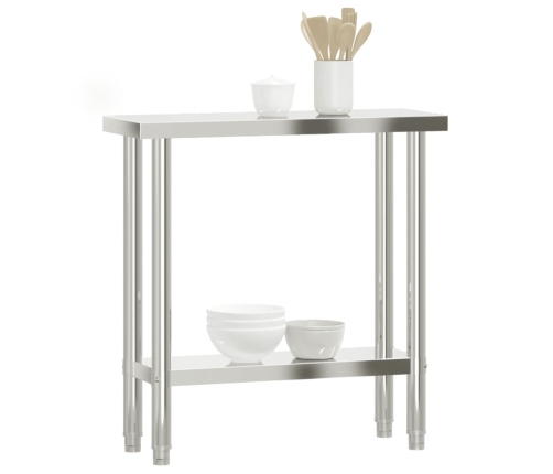 vidaXL virtuves darba galds, 82,5x30x85 cm, nerūsējošs tērauds