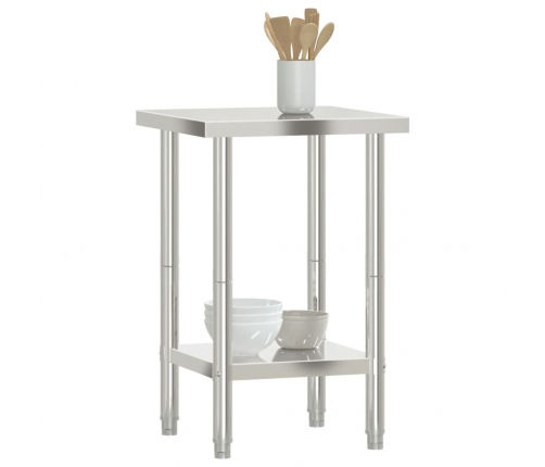 vidaXL virtuves darba galds, 55x55x85 cm, nerūsējošs tērauds