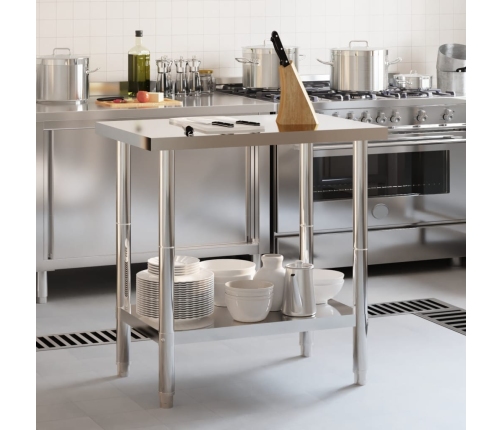 vidaXL virtuves darba galds, 82,5x55x85 cm, nerūsējošs tērauds