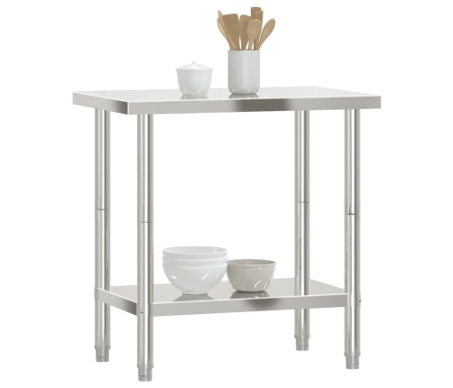 vidaXL virtuves darba galds, 82,5x55x85 cm, nerūsējošs tērauds