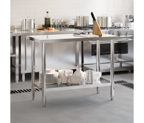 vidaXL virtuves darba galds, 110x55x85 cm, nerūsējošs tērauds